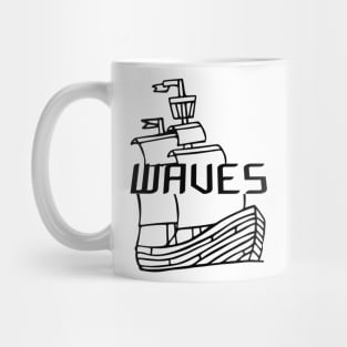 Ship with waves typographic,Totes, phone cases, mugs, masks, hoodies, notebooks, stickers ,asthetic, cute outfit fashion design Mug